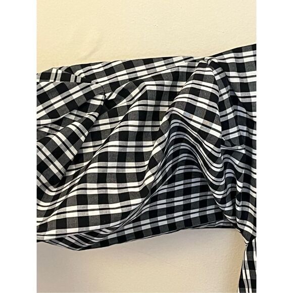 1 State Black and White Gingham Plaid Off Shoulder Dress S - Picture 3 of 5